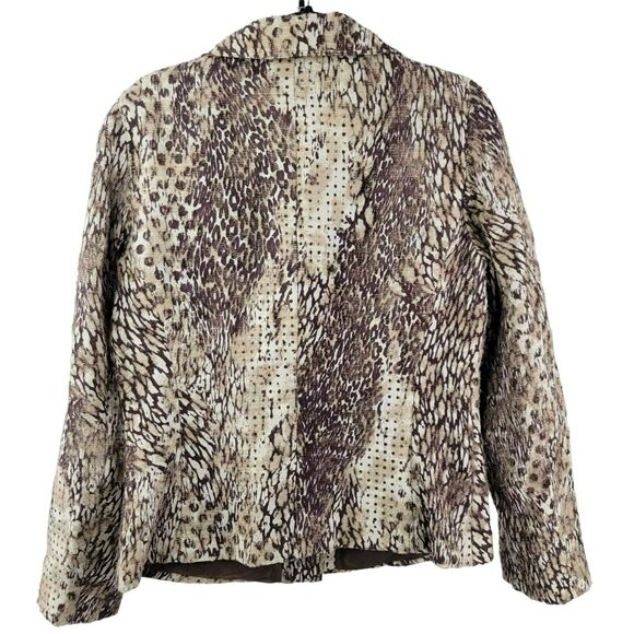 Lafayette 148 Blazer 8 Wool Silk Blend Career Animal Print Button Front Pockets - Picture 3 of 8